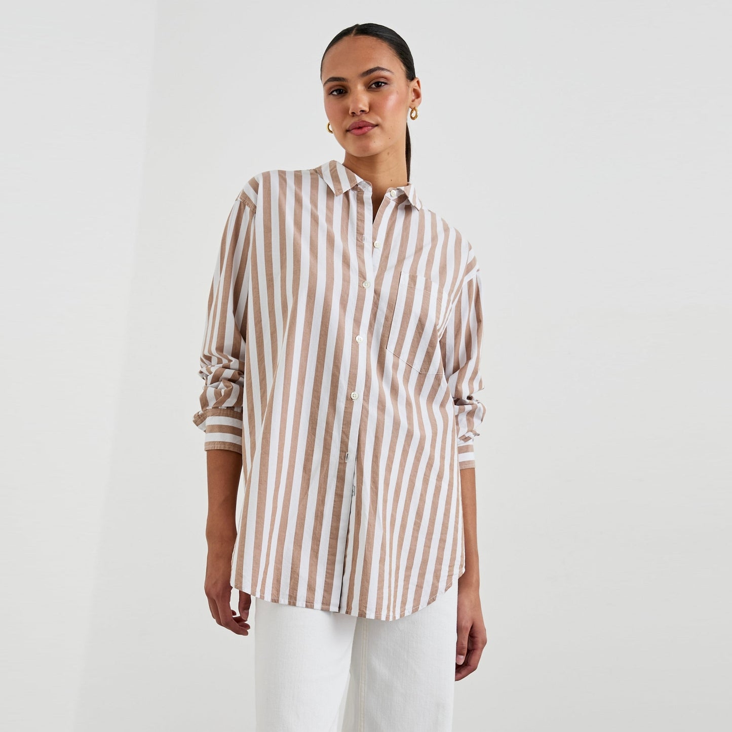 - Elsa Shirt - Russet White Stripe