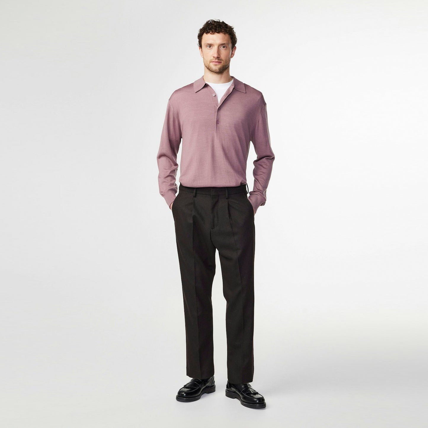 - Raymond Knitted Polo - Grape Shake