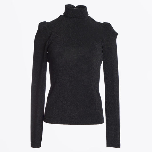 - High Neck Sparkling Blouse - Black