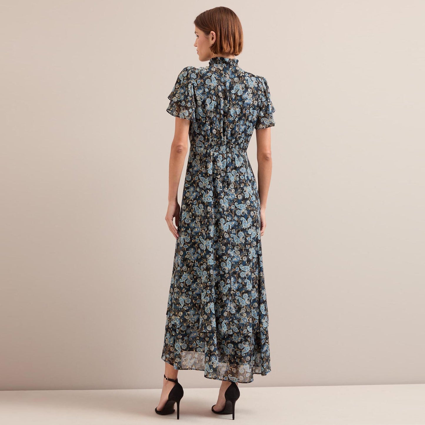 - Aurelie Frill Neck Maxi Dress - Navy