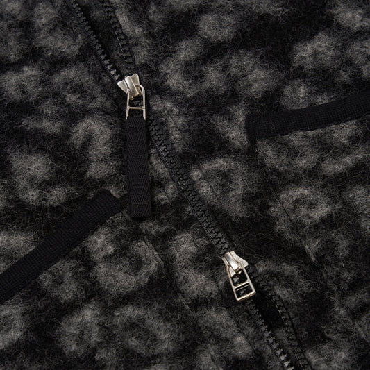 - Zip Waistcoat Leopard Fleece - Charcoal