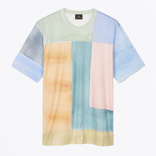 - Multicolour Colour Block Relaxed-Fit T-Shirt