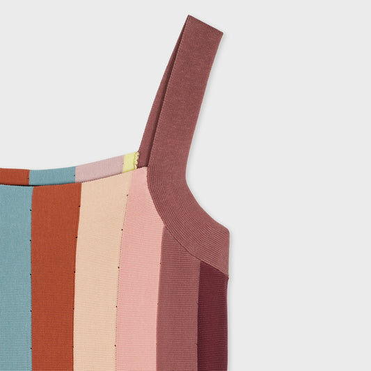 - Cotton Knitted Stripes Dress - Multi