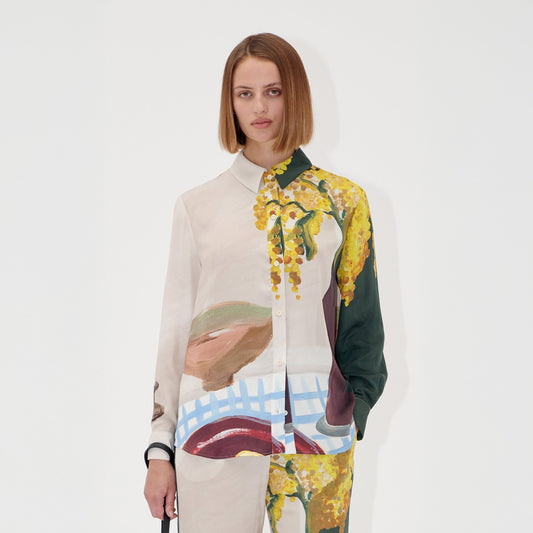 - Viscose Long Sleeve Shirt - Lemons On A Plate