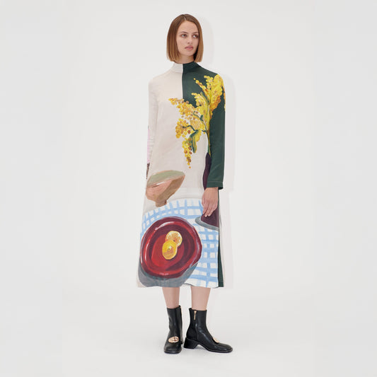 - Viscose Midi Dress - Lemons On A Plate