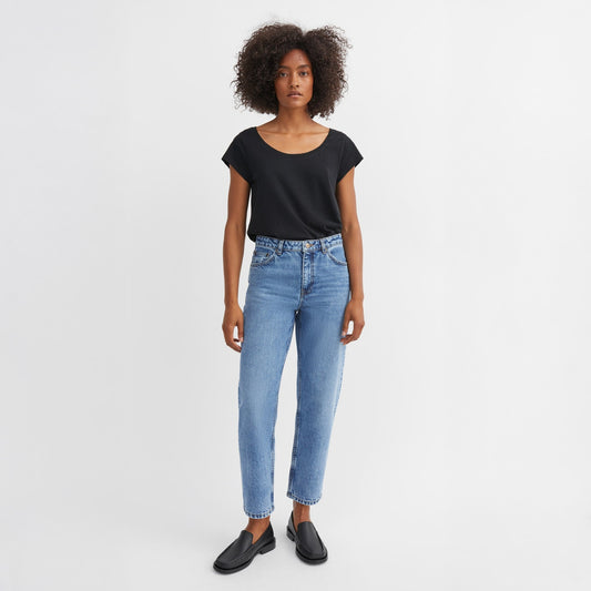 - Allison Cropped Jeans - Worn Mid Blue