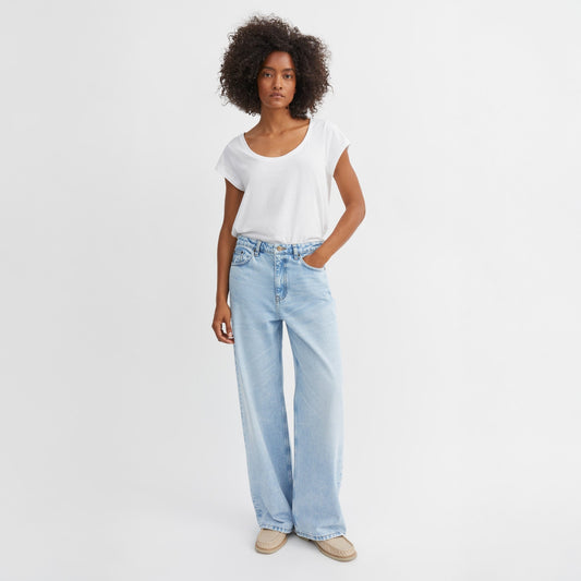 - Willow Wide Leg Jeans - Worn Light Blue