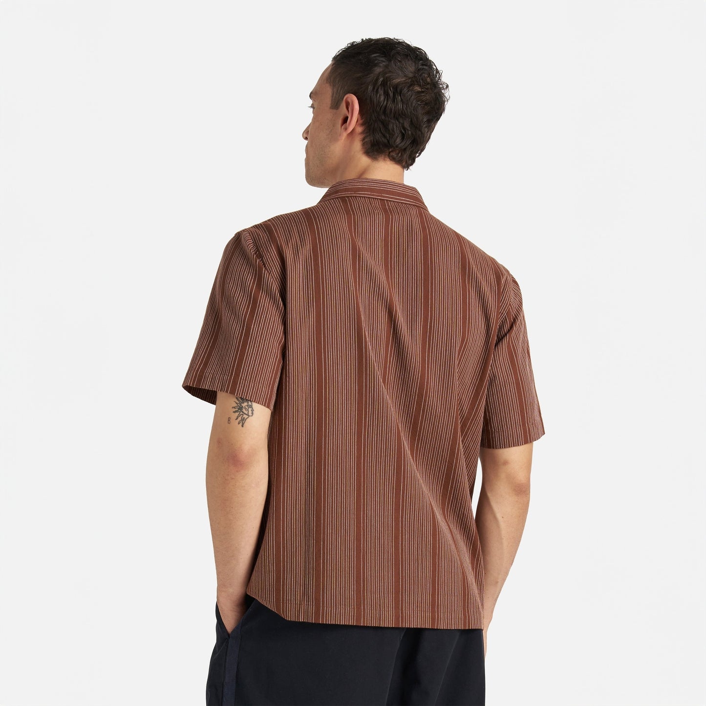 - Sal Road Shirt in Brown Kantha Stripe