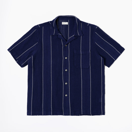 - Road Shirt In Navy Reef Stripe Cotton