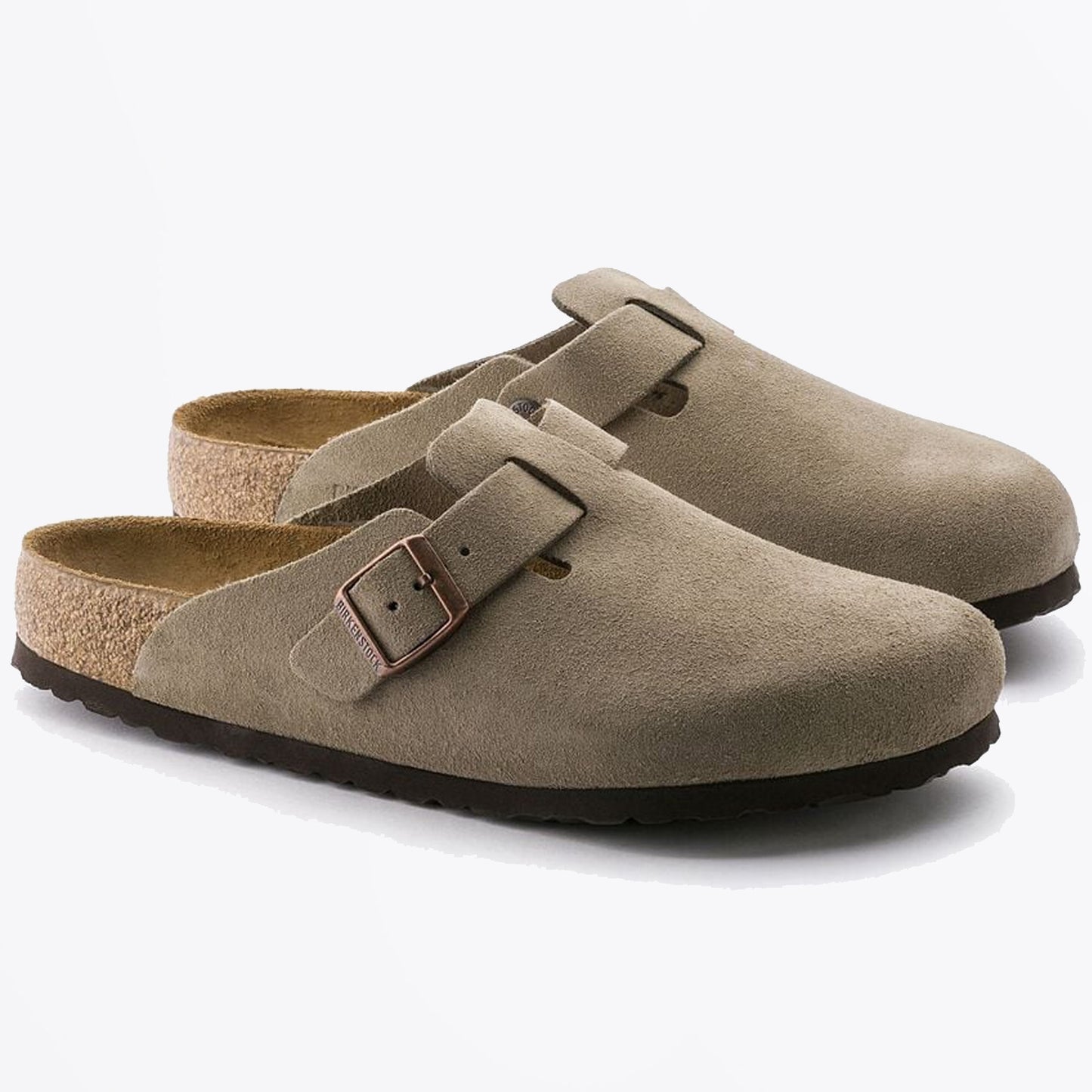 - Boston Soft Footbed Suede Leather Sandals - Taupe