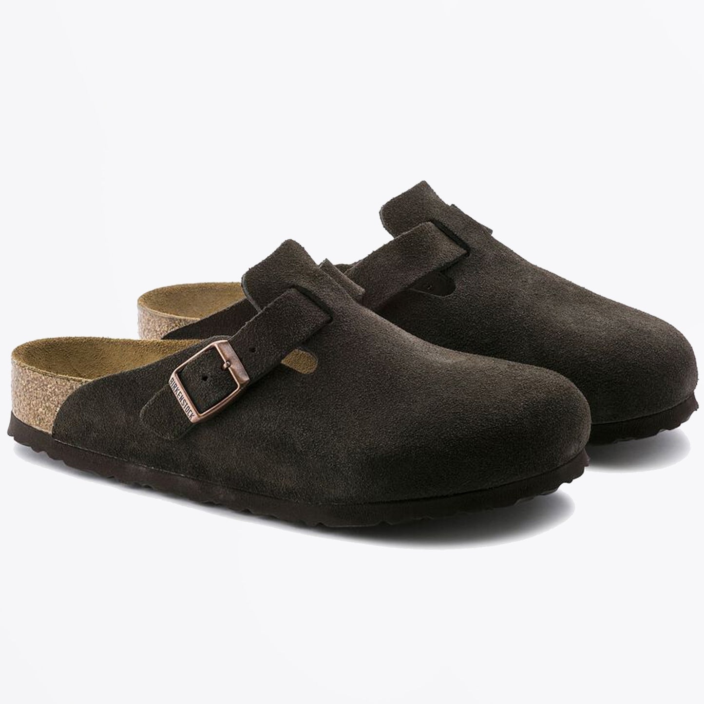 - Boston Soft Footbed Suede Leather Sandals - Mocca