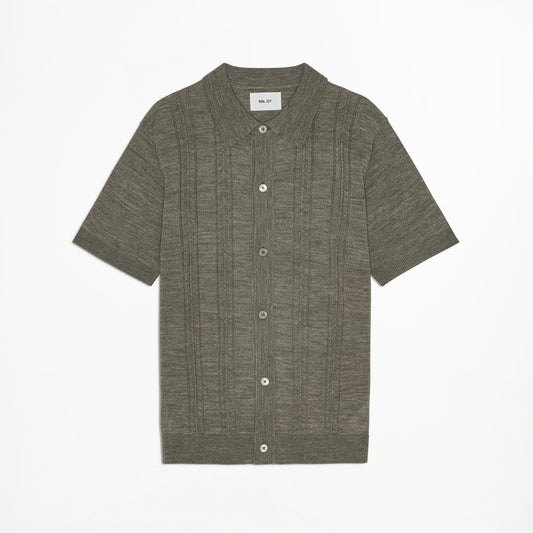 - Thor Short Sleeve Textured Cardigan - Capers