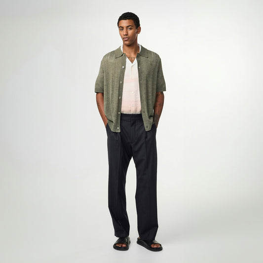 - Thor Short Sleeve Textured Cardigan - Capers