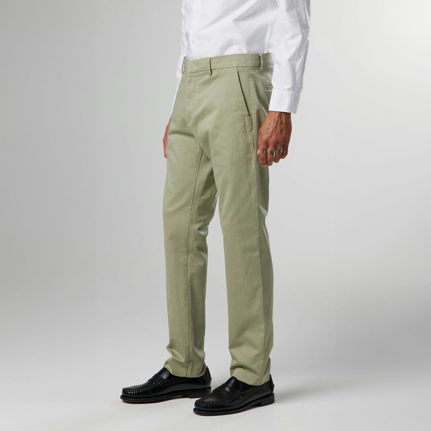 - Theo Classic Slim Fit Trousers - Capers