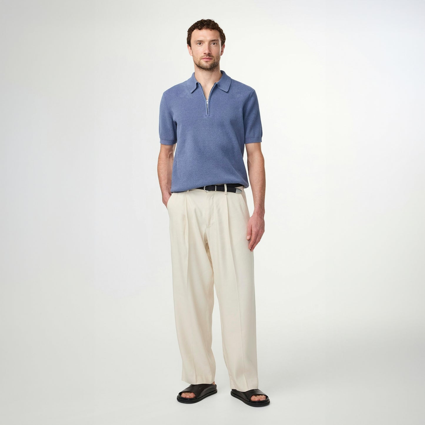 - Danny Ultra Soft Zip Polo - Bering Sea