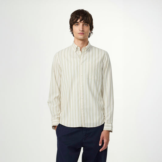 - Arne Button Down Shirt - Moss Stripe