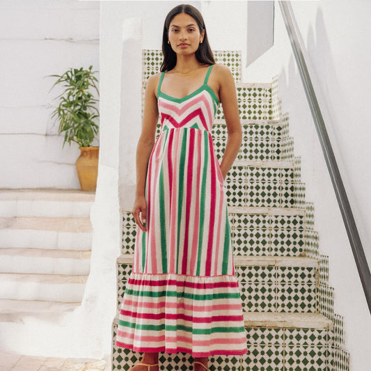 - Puglia Dress - Watermelon Stripe