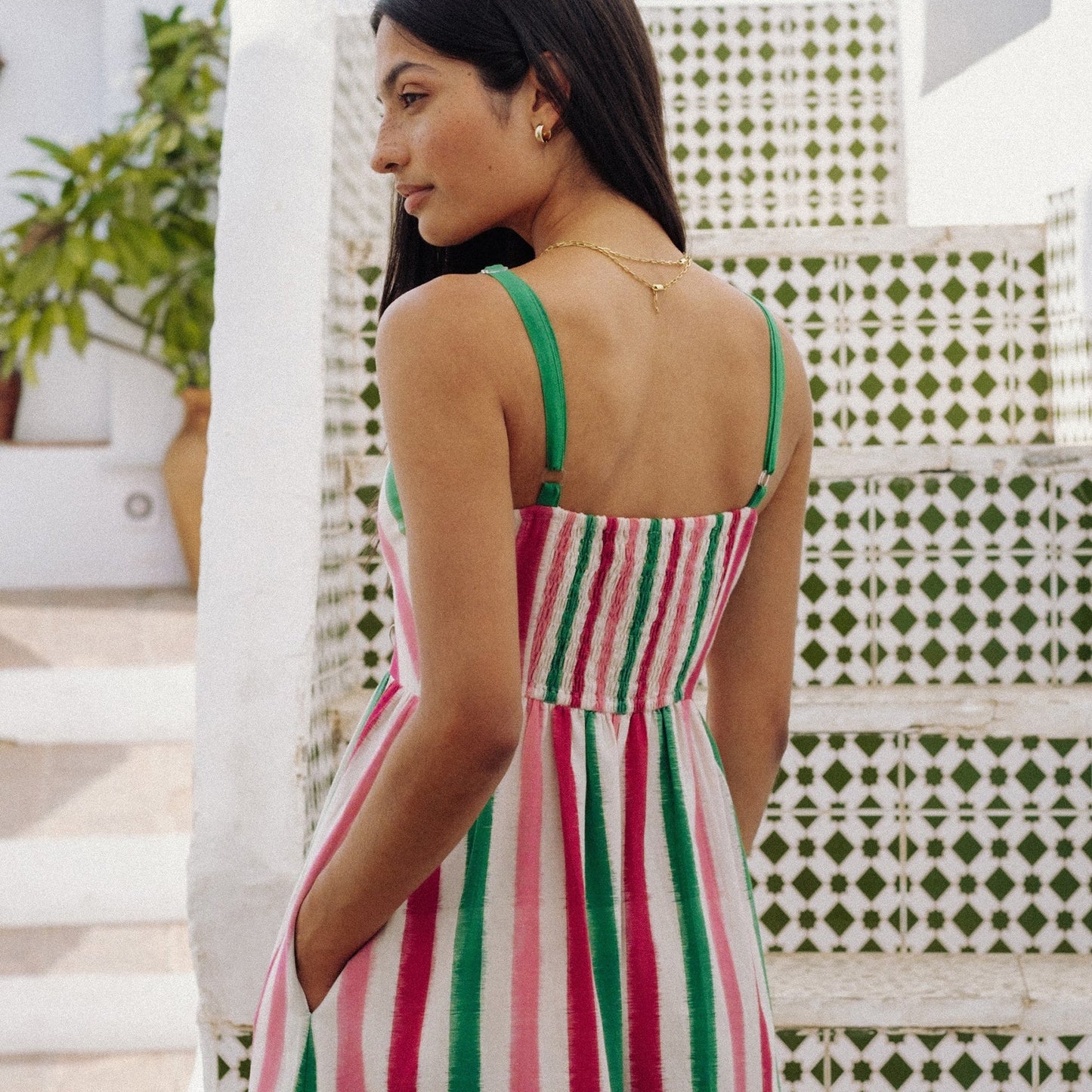 - Puglia Dress - Watermelon Stripe