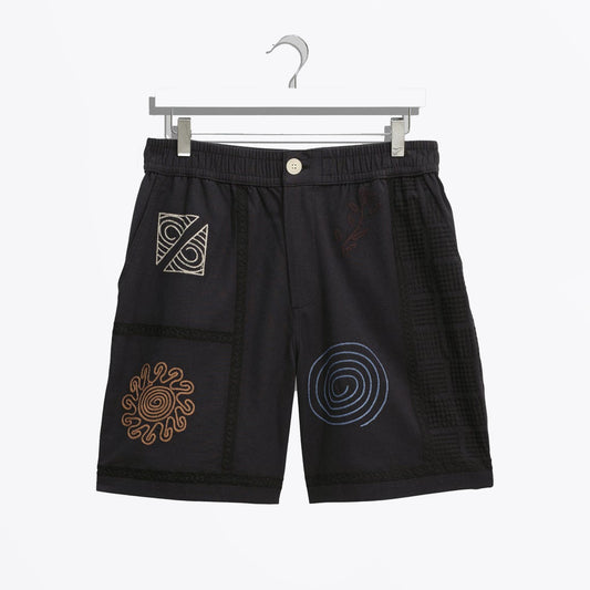 - Kurt Doodle Embroidered Shorts - Navy