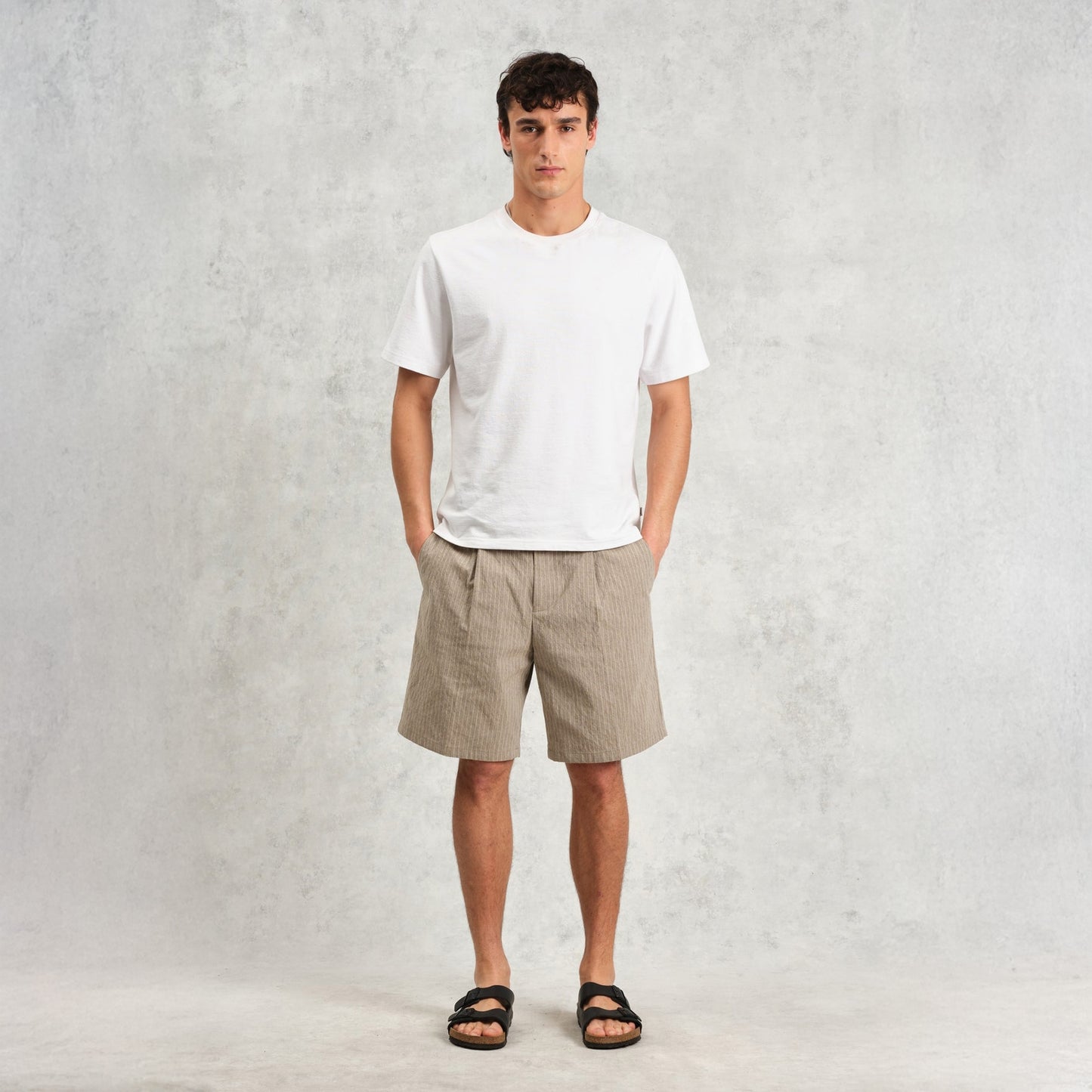 - Linton Natural Chalk Stripe Shorts
