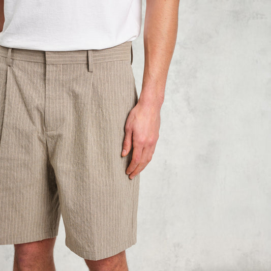 - Linton Natural Chalk Stripe Shorts
