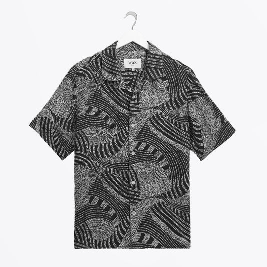 - Didicot Short Sleeve Dotted Swirl Shirt - Navy