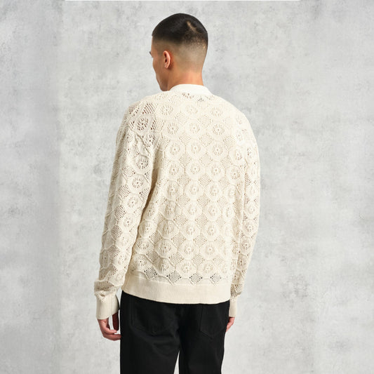 - Crosby Pointelle Cotton Cardigan - Ecru