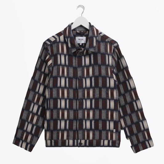 - Iggy Blurred Grid Jacket - Navy/Red