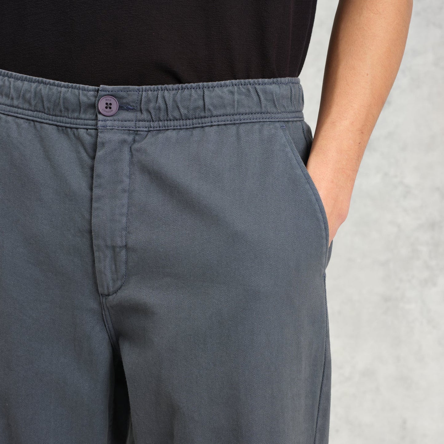 Kurt Organic Cotton Twill Trousers - Petrol Blue