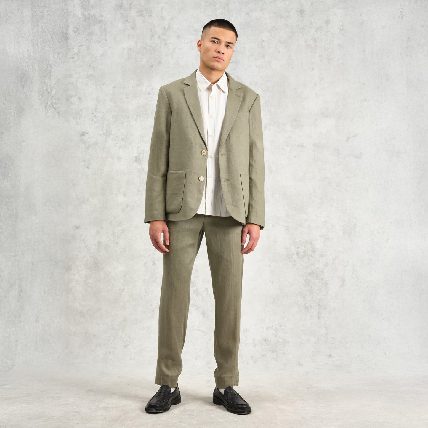 - Alp Smart Linen Trousers - Khaki