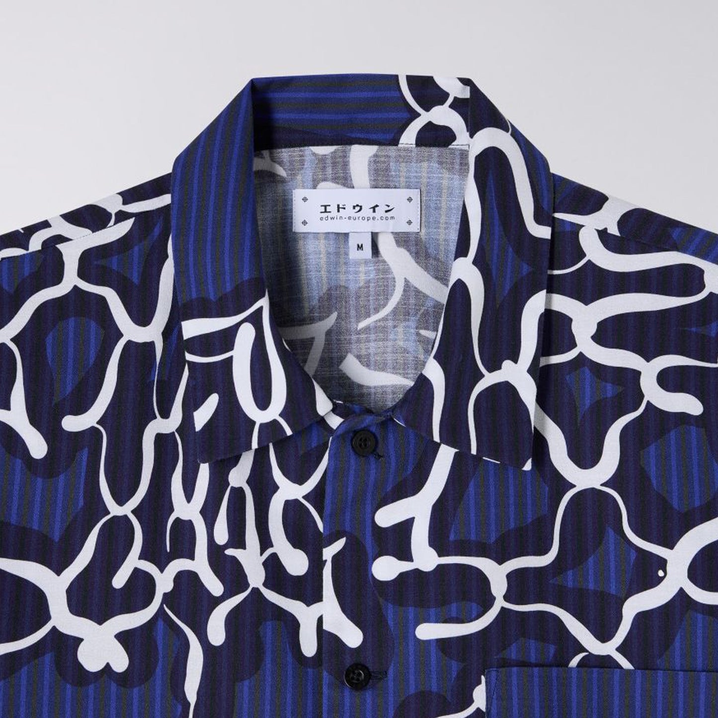 - Yugami Stripes Short Sleeve Shirt - Navy