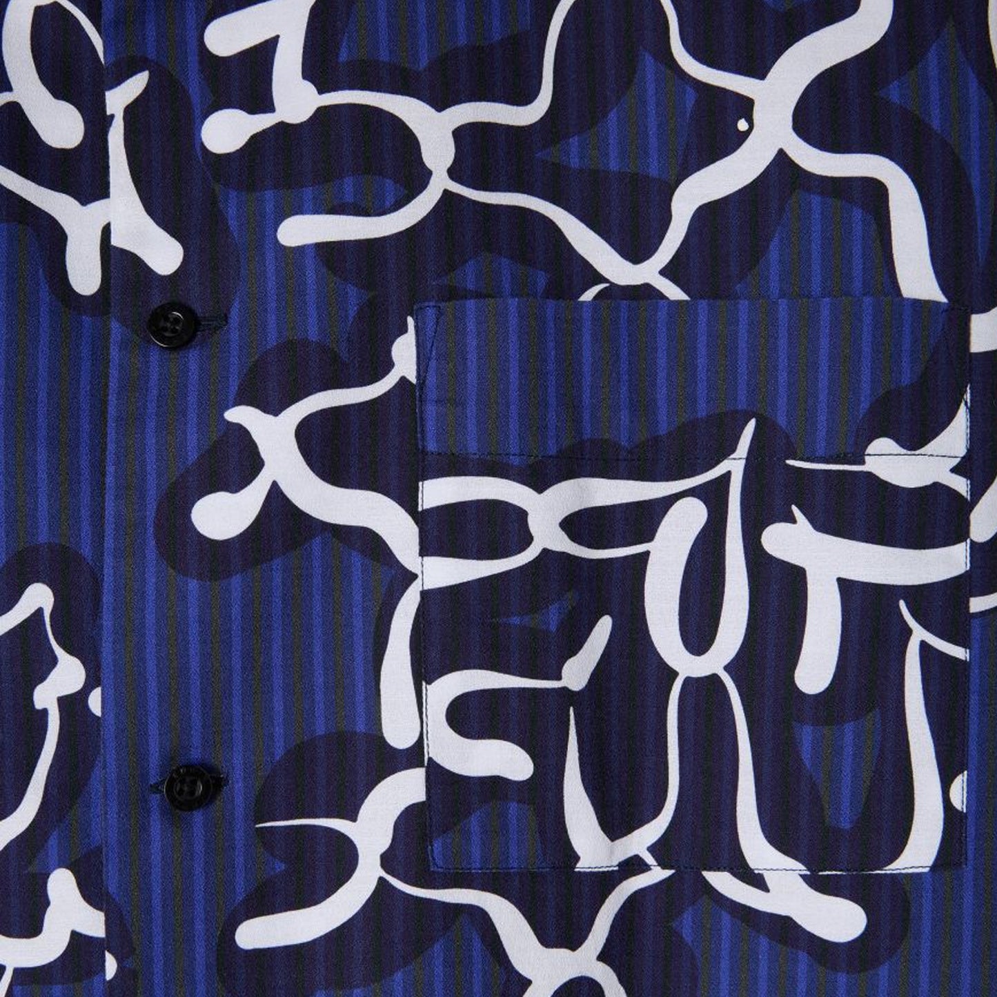 - Yugami Stripes Short Sleeve Shirt - Navy