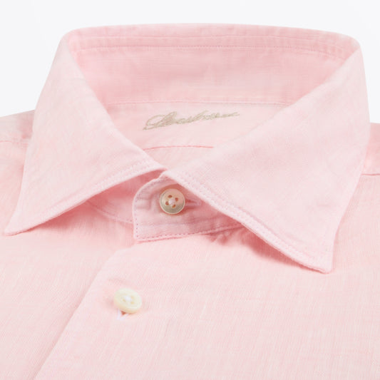 - Fitted Body Linen Shirt - Light Pink