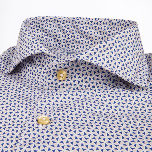 - Fitted Body Shirt - Blue Pattern