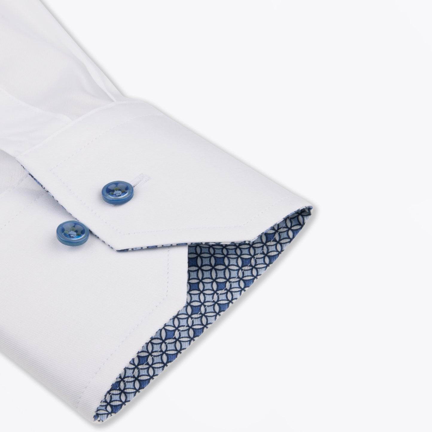Fitted Body Cotton Shirt With Contrast Collar - White