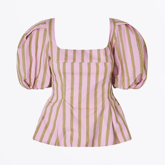 - Blouson Sleeve Top - Wallpaper Stripes
