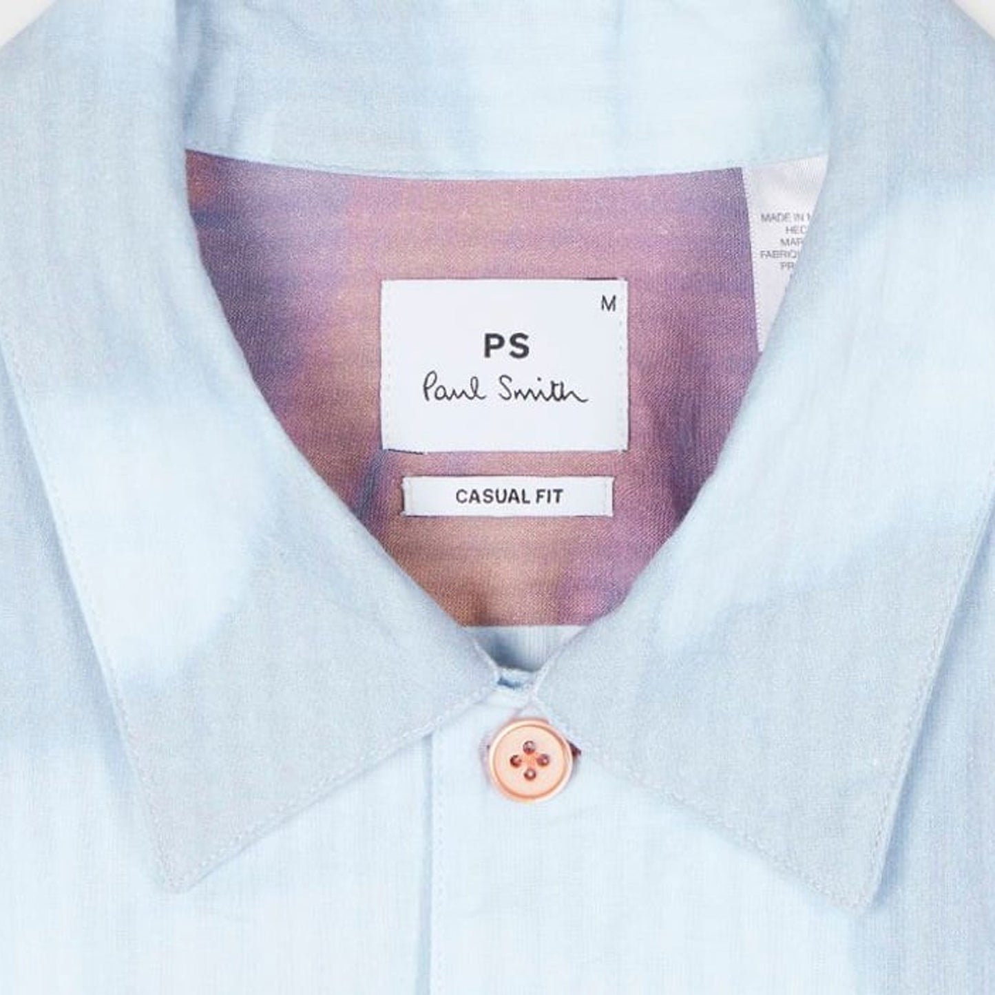 - Palm Shadow Print Short Sleeve Shirt - Light Blue