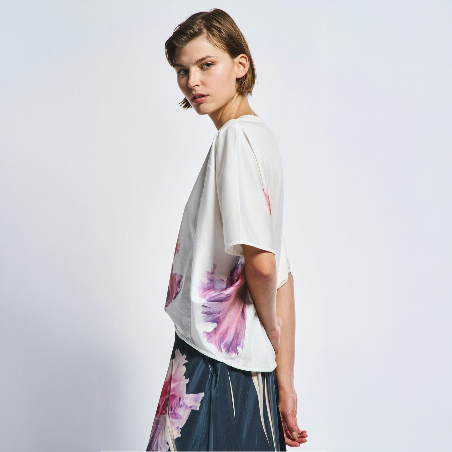 - Evocative Artist Floral Top - White