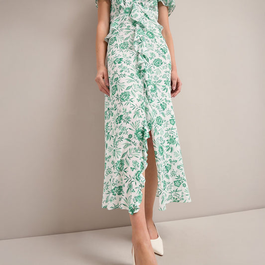 - Vivienne Dress - Green Palm Floral Print