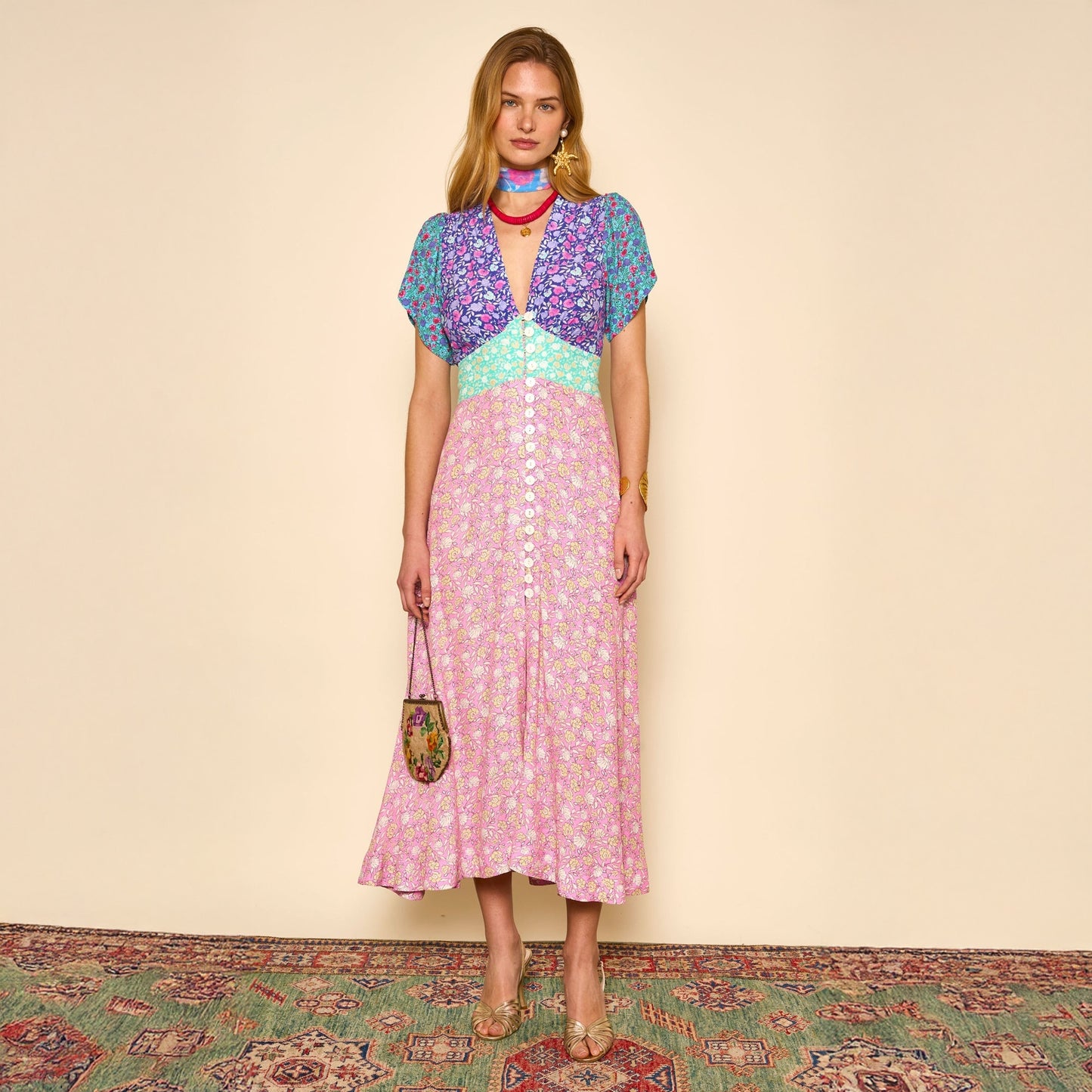 - Novara Dress - Shell Pansy Print