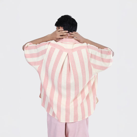 - Yusuke Handwoven Stripe Shirt - Pink