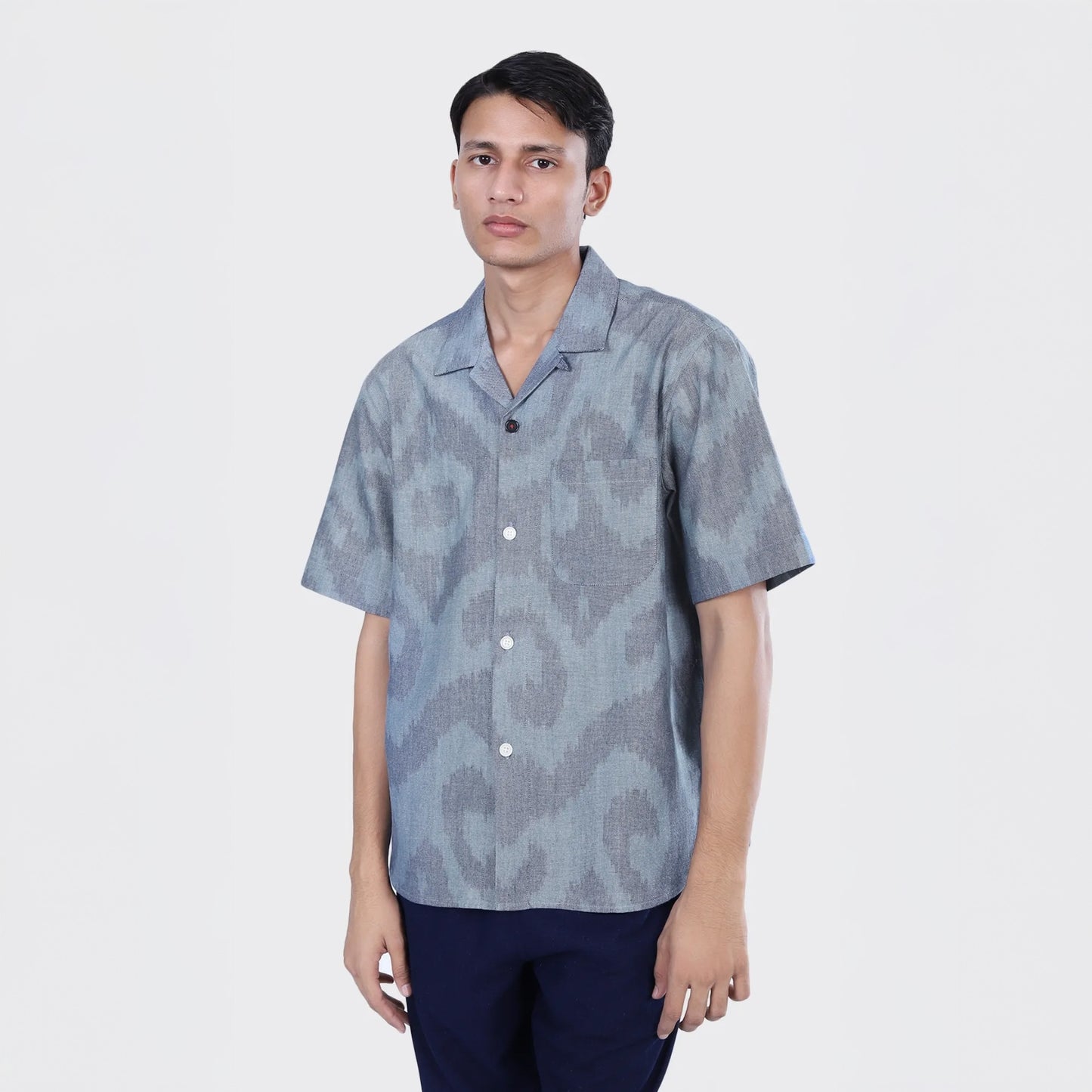 - Ronen Ikat Short Sleeve Shirt - Blue
