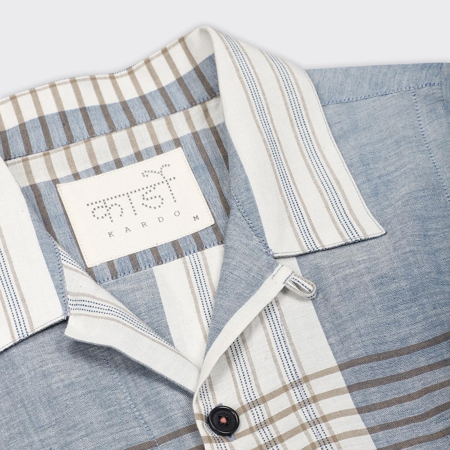 - Yusuke Handwoven Grid Print Short Sleeve Shirt - Blue