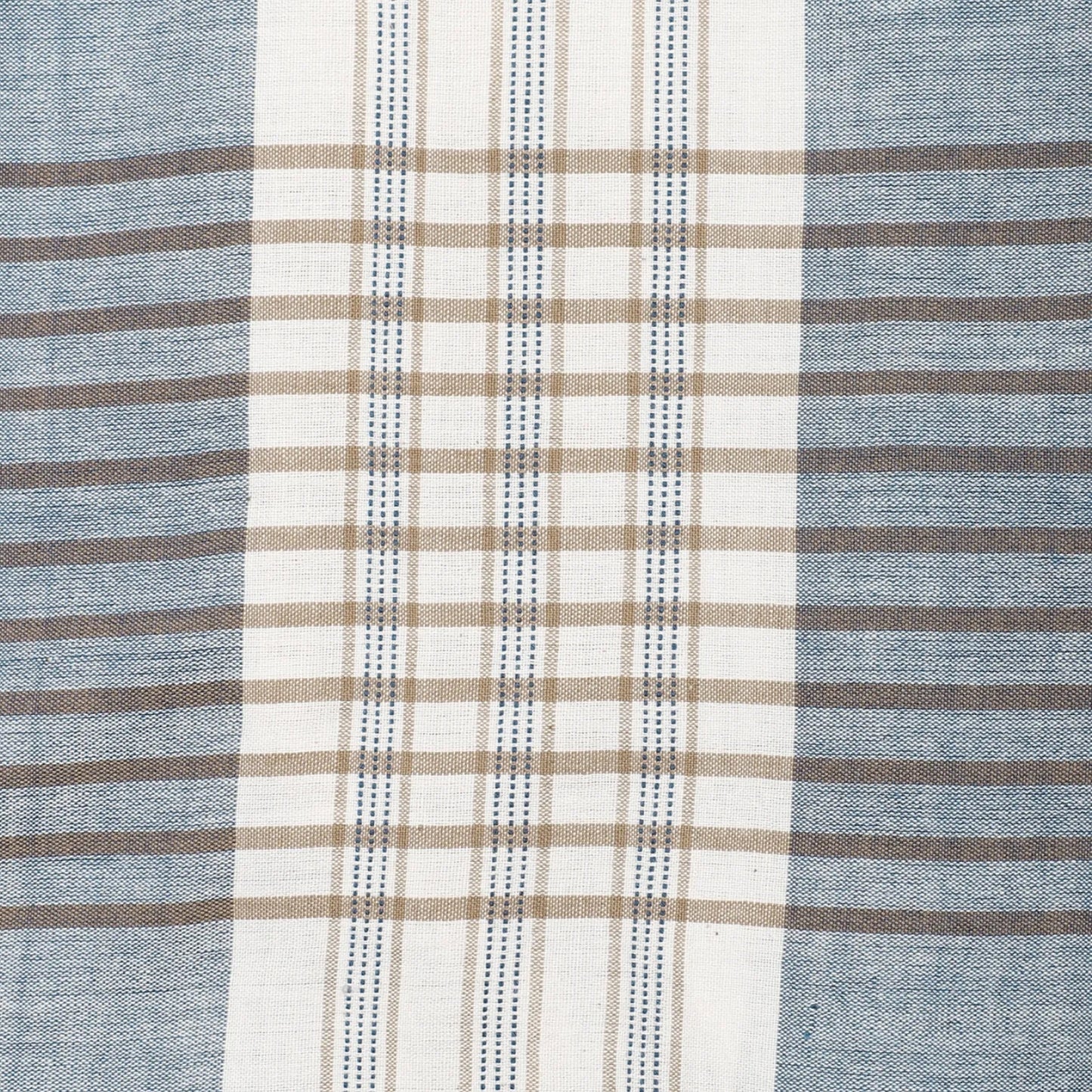 - Yusuke Handwoven Grid Print Short Sleeve Shirt - Blue