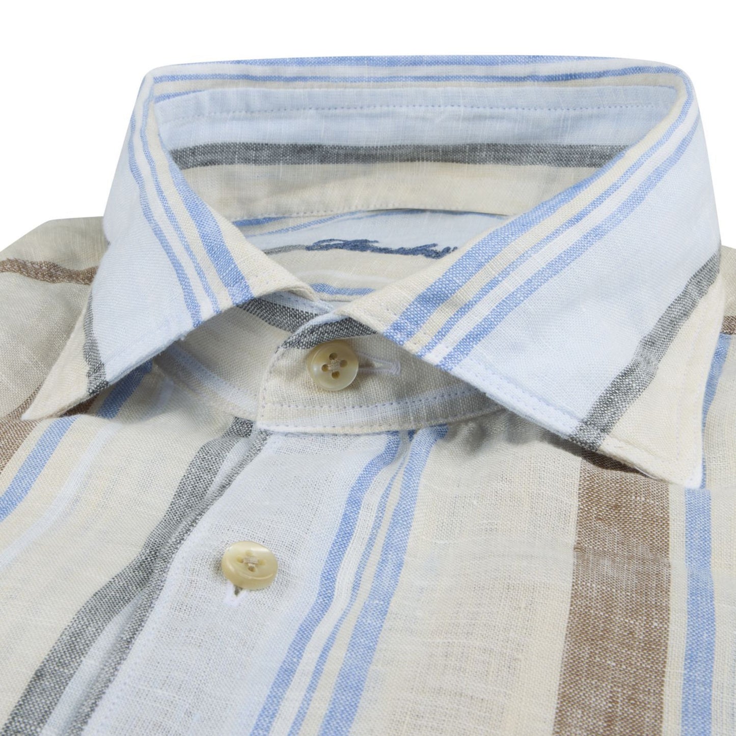 - Fitted Body Linen Shirt - Multi Stripe