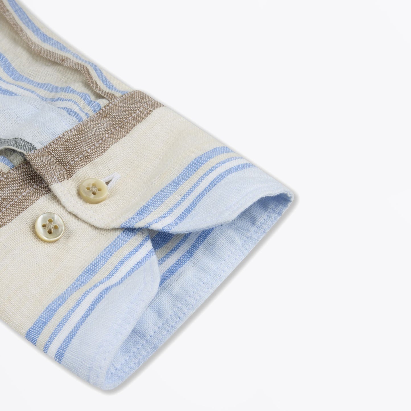 - Fitted Body Linen Shirt - Multi Stripe