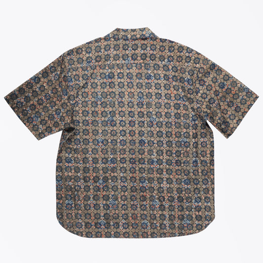 - Ronen Block Print Floral Shirt - Grey