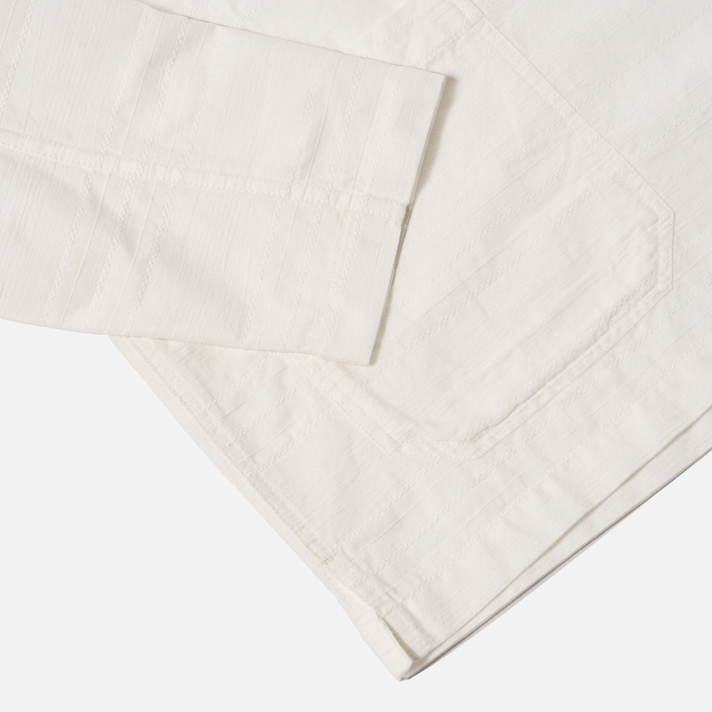 - Deffe Self Stripe Smocked Overshirt - Ecru