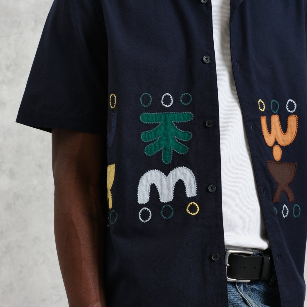 - Didicot Bold Doodle Short Sleeve Shirt - Navy