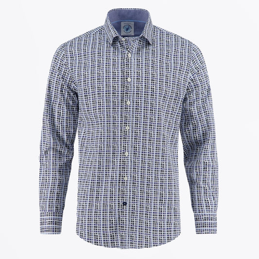 - Uneven Check Shirt - Classic Blue